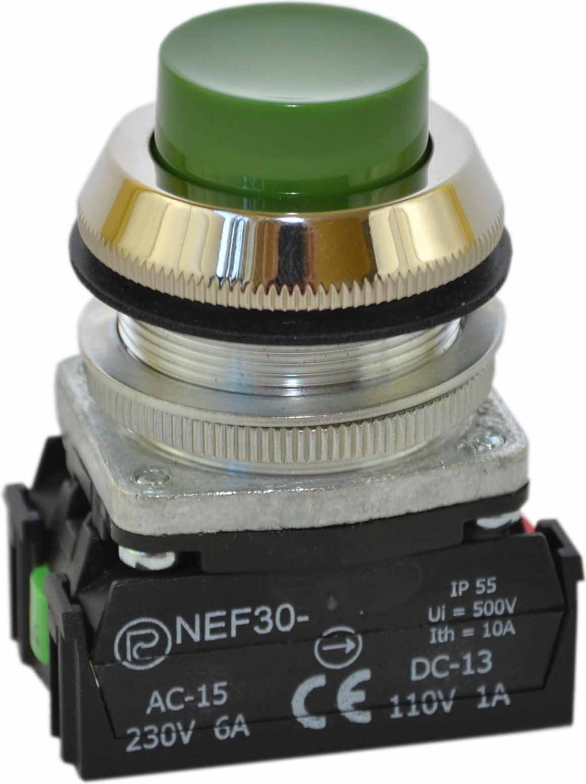 Promet Przycisk sterowniczy 30mm zielony z samopowrotem 1Z 1R (W0-NEF30-W XY Z)