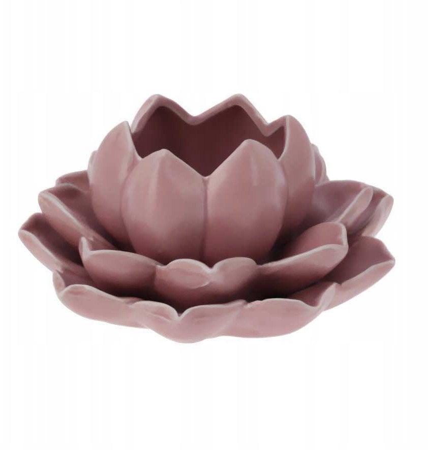 Świecznik na tealight kwiat lotosu z porcelany, 12,5 x 13 x 6,5 cm