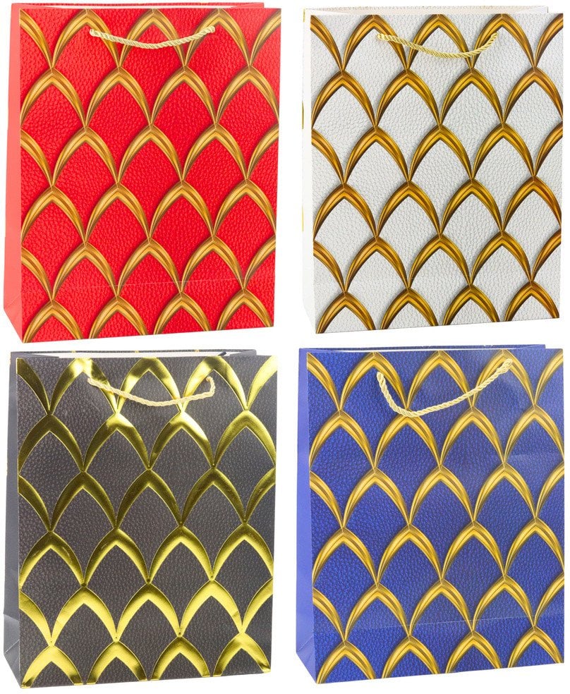 Torba Prezentowa Elegancka Złote Zdobienia 32 x 26 x 12 cm