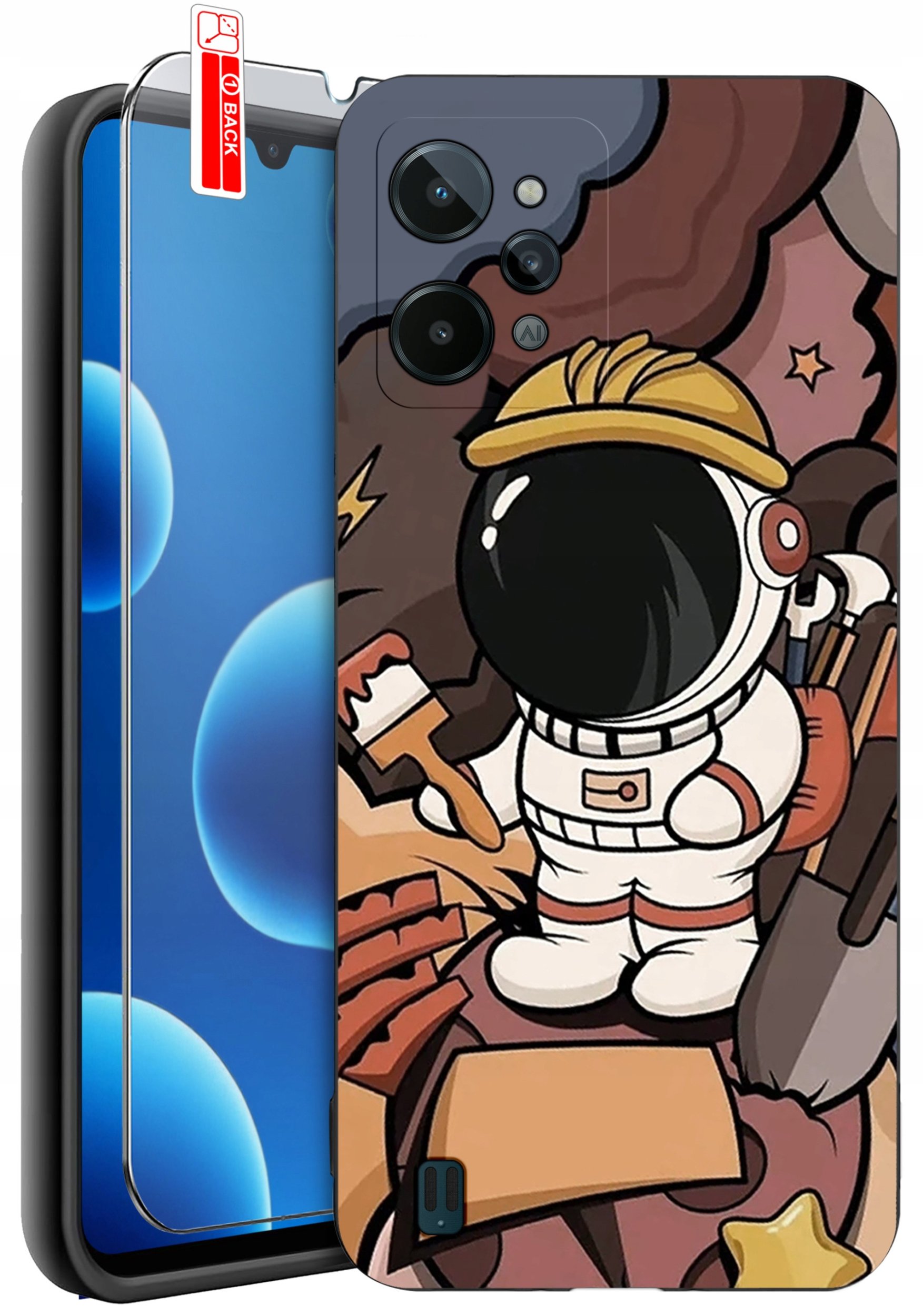 krainaGSM ETUI do Realme C31 | WZORY | SILIKONOWE MATT CASE + SZKŁO 9H