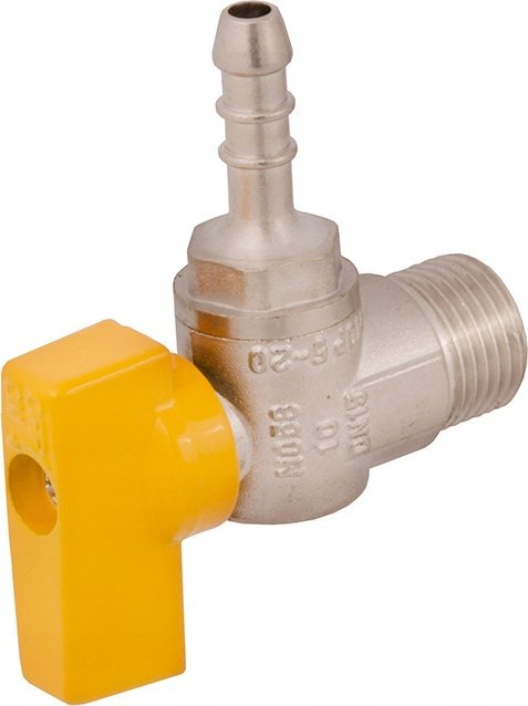 IDMAR Zawór kulowy kątowy do gazu 1/2"xDN10 GZ z przyłączem na wąż