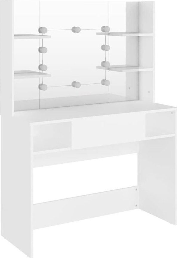 Elior Biała toaletka z lustrem i żarówkami led - Soxo 3X