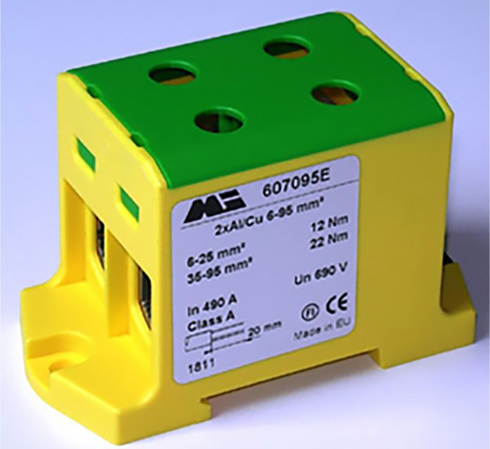 EM Group Złączka szynowa 2-torowa 35-150mm2 żółto-zielona EURO (607150 E)