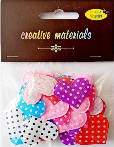 Aplikacje materiałowe serca w kropeczki 3cm 30szt