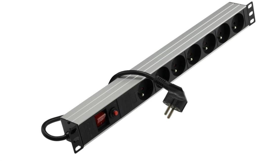 Listwa zasilająca antyprzepięciowa RACK 19 1U 7 gniazd z wyłącznikiem 1,8m