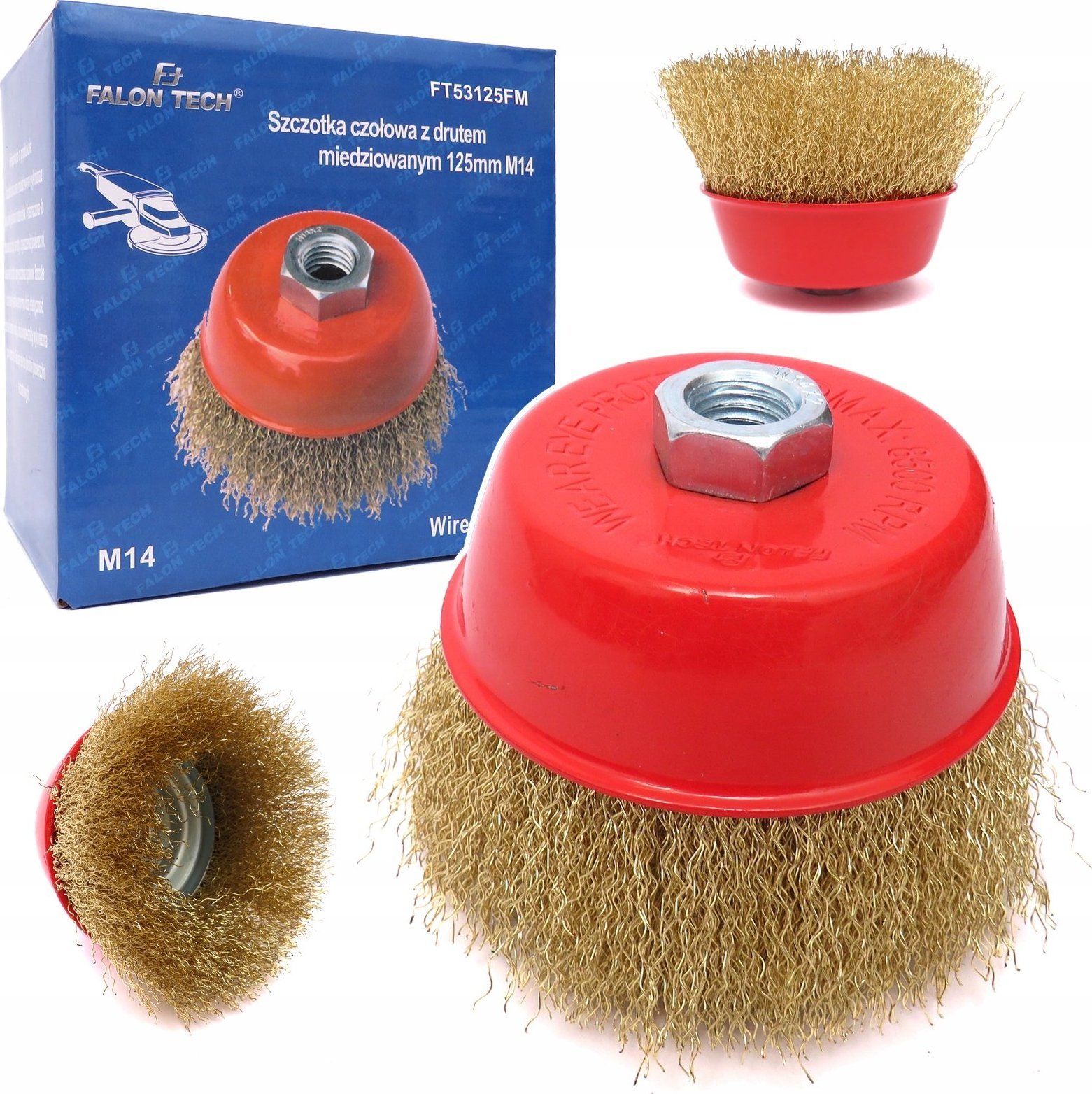Falon-Tech SZCZOTKA DRUCIANA 125mm M14 MOSIĄDZOWANA CZOŁOWA