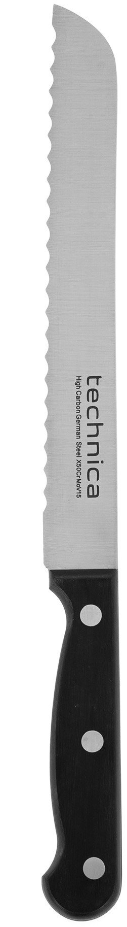 Nóż do chleba 323 mm, ostrze 203 mm, czarny | TECHNICA, Gold Line