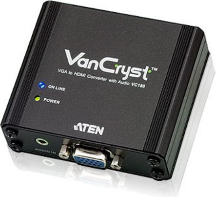 Adapter AV Aten HDMI - D-Sub (VGA) + Jack 3.5mm czarny (VC180-AT-G)