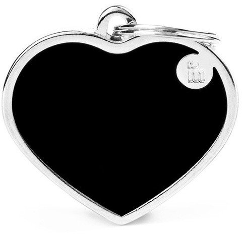 Zawieszka Adresówka Identyfikator z grawerem dla psa i kota czarne serce z obramówką L