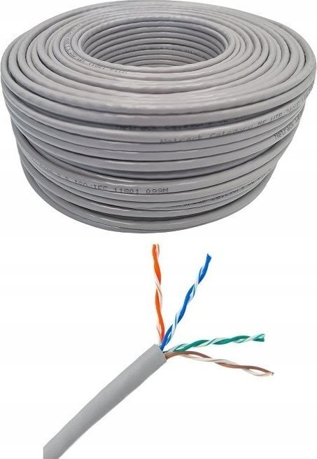 NetRack Kabel sieciowy skrętka LAN cat 5e UTP, szary, 100m , CCA