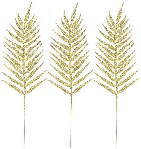 Sztuczny liść palmy ozdoba świąteczna 3 szt. dekoracja do stroika złota z brokatem UNIWERSALNY