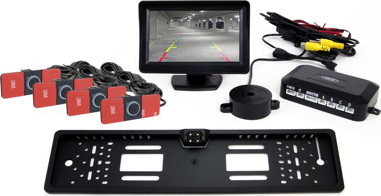 AMiO Zestaw czujników tft 4,3" z kamerą cam-402 led 4 sensory czarne wewnętrzne