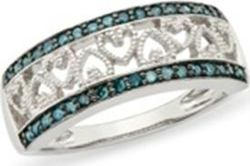 Srebro i Kamienie Srebrna obrączka z granatowymi cyrkoniami i serduszkami