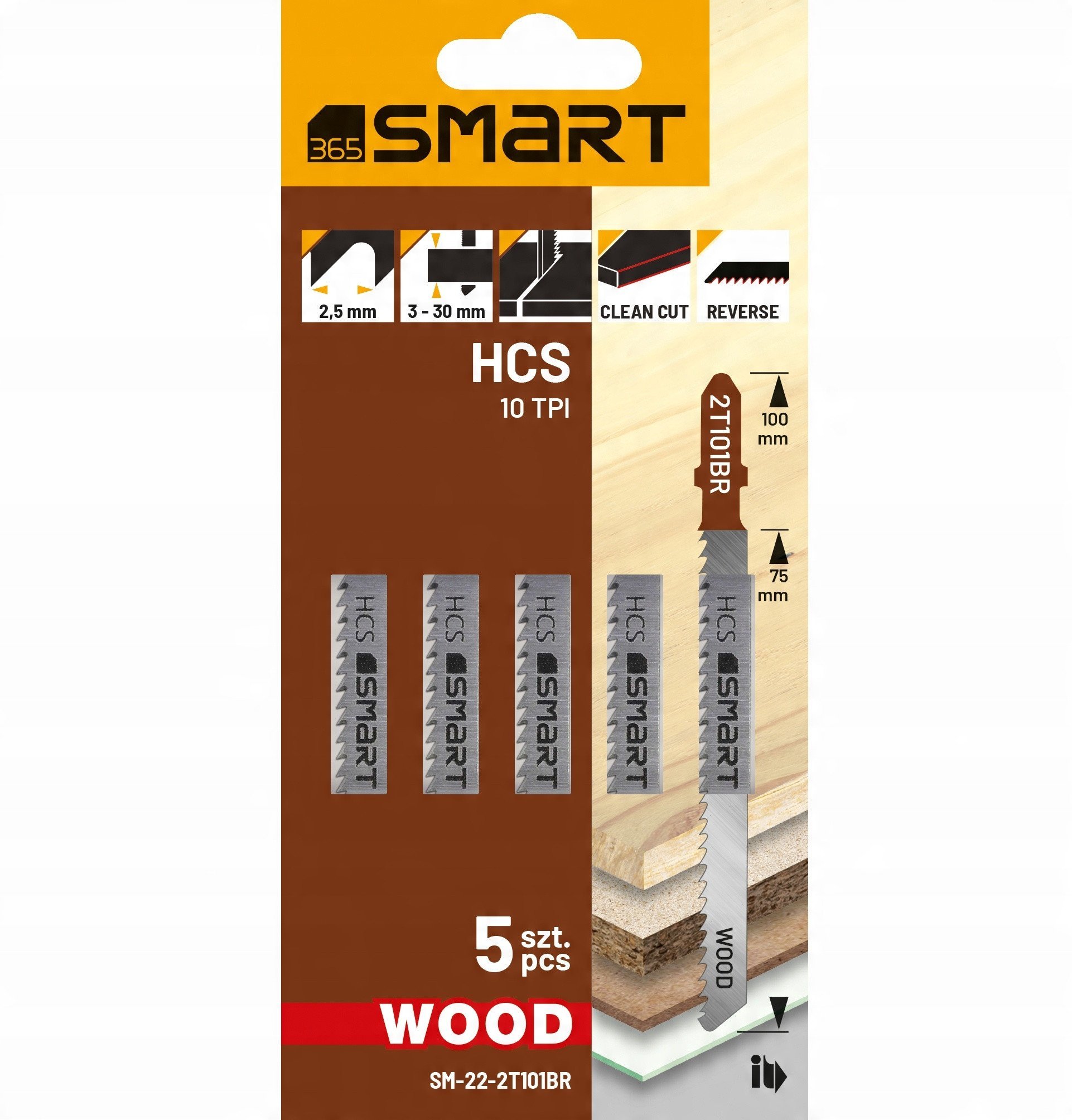 Smart brzeszczot do wyrzynarki 10 tpi, odwrócony wood/5 szt./smart