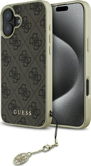 Guess Guess GUHCP16SGF4GBR iPhone 16 6.1" brązowy/brown hardcase 4G Charms Collection