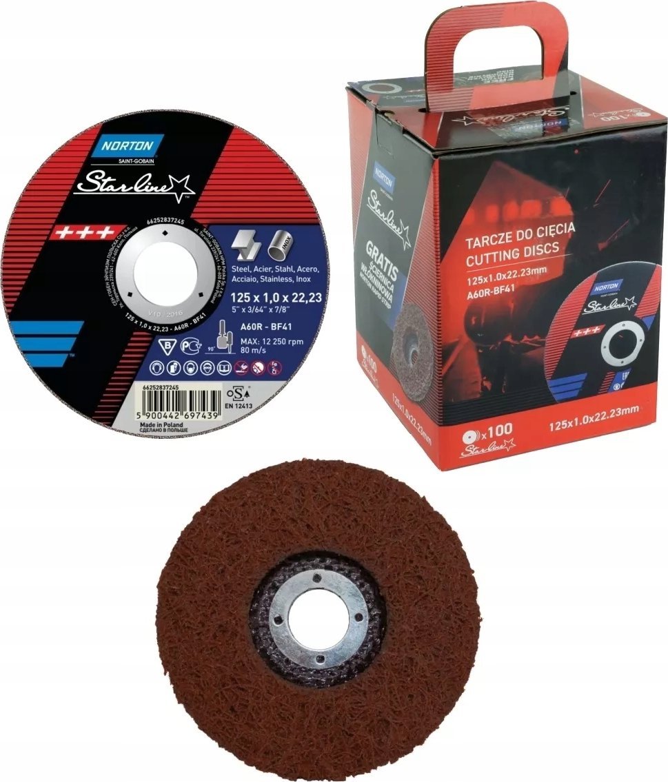 Norton NORTON TARCZA.STARLINE 125mmx1,0/100szt WIADERKO+ŚCIERNICA WŁÓKNINOWA