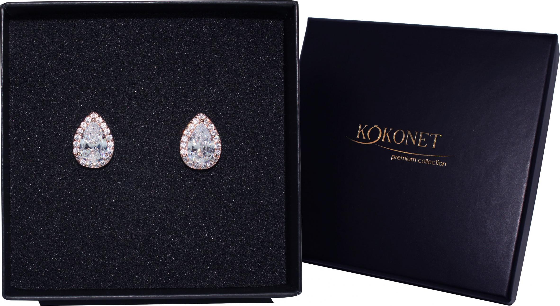 KOKONET KOLCZYKI kropla skromne cyrkonie BŁYSZCZĄCE rose