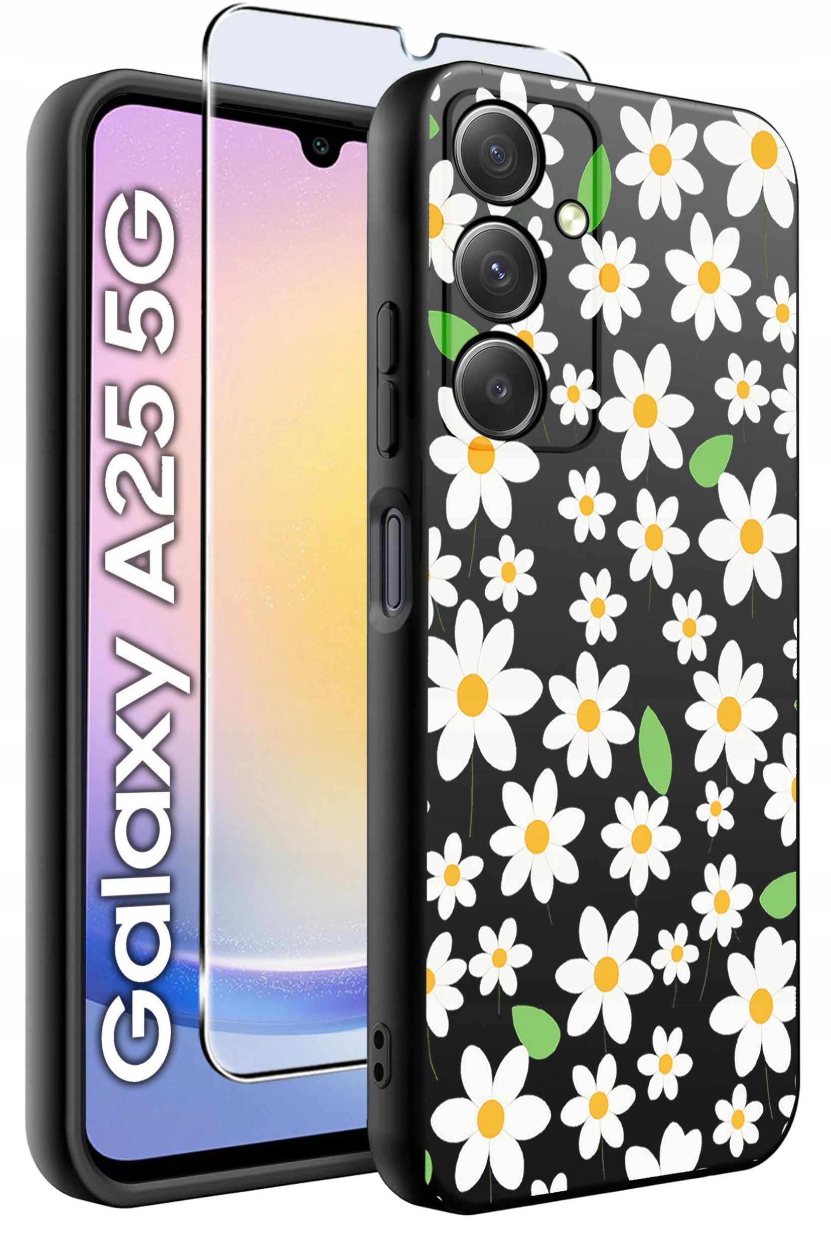 ETUI do Samsung A25 5G WZORY | SILIKONOWE MATT CASE + SZKŁO HARTOWANE 9H