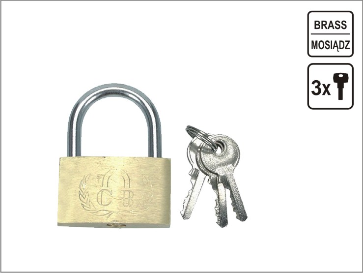 Vorel Kłódka mosiężna 25mm 3 klucze (77250)