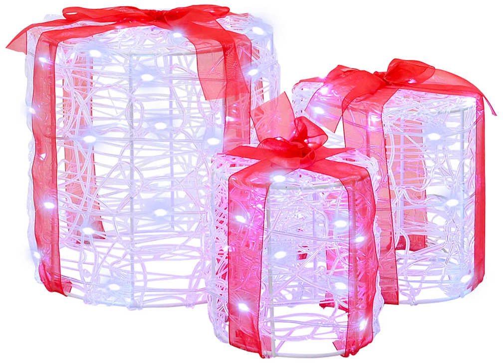 vidaXL Dekoracja Pudełka Prezentowego 3 pcs Zimna biel 20 x 20 x 21 cm