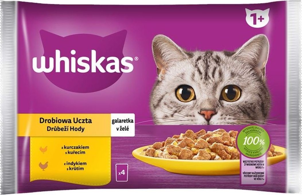 Whiskas Whiskas Karma dla kota w saszetkach indyk z kurczakiem w galaretce 4 x 85 g