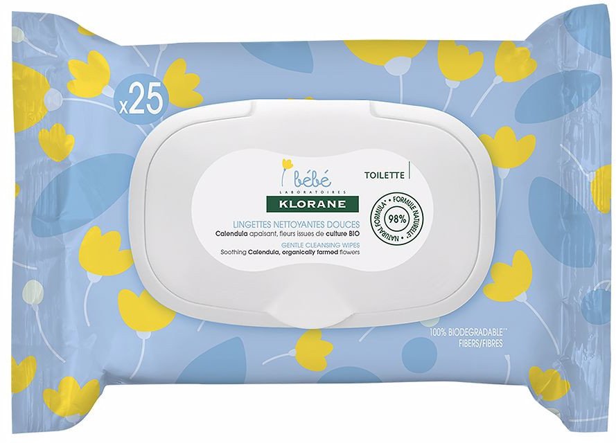Klorane Bebe Gentle Cleansing Wipes delikatne chusteczki oczyszczające 25szt