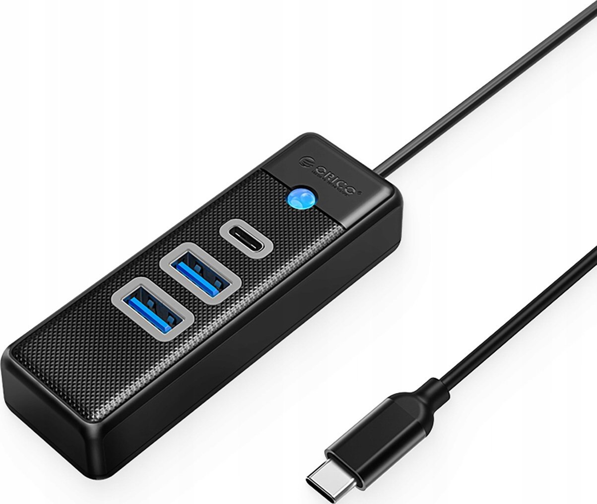 HUB 3-portowy input: USB-C 3.0 / output: 2x USB-A 3.0 + 1x USB-C 3.0 przewód 0,15M - czarny