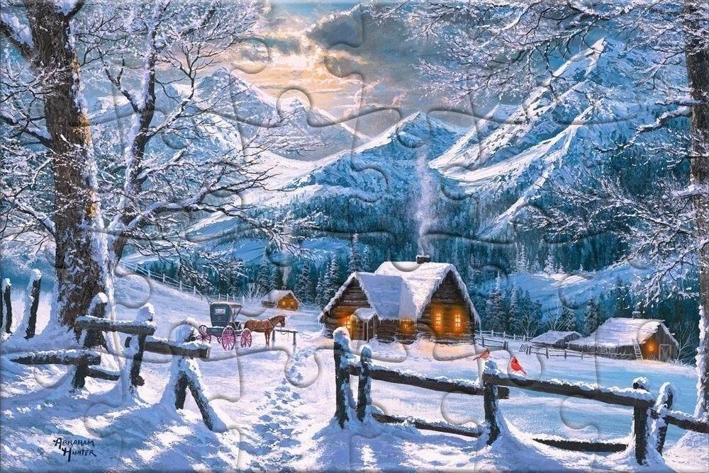 Castorland Puzzlowa kartka pocztowa Snowy Morning