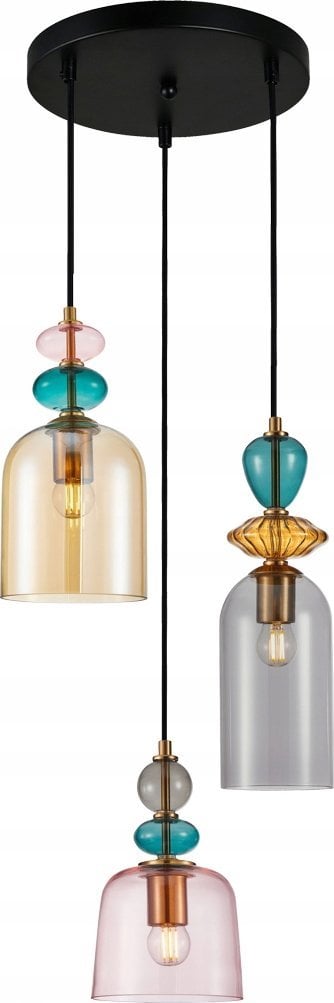 Lampa wisząca Italux Italux Namos PND-27092-3A-MC-BRO lampa wisząca zwis nowoczesna modern metalowa szklany klosz miska 3x40W E27 czarna/multikolor