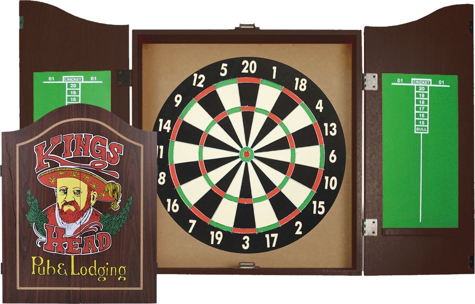 Garlando Dwustronna tarcza papierowa do darta Pegasus w drewnianej szafce