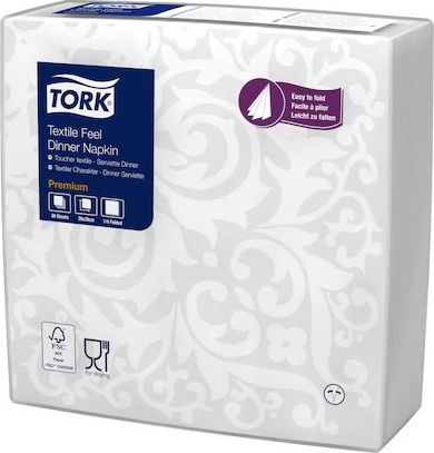 Tork Tork - Serwetki imitujące tkaninę, bankietowe, ekstra miękkie, 1-warstwowe, premium - Białe