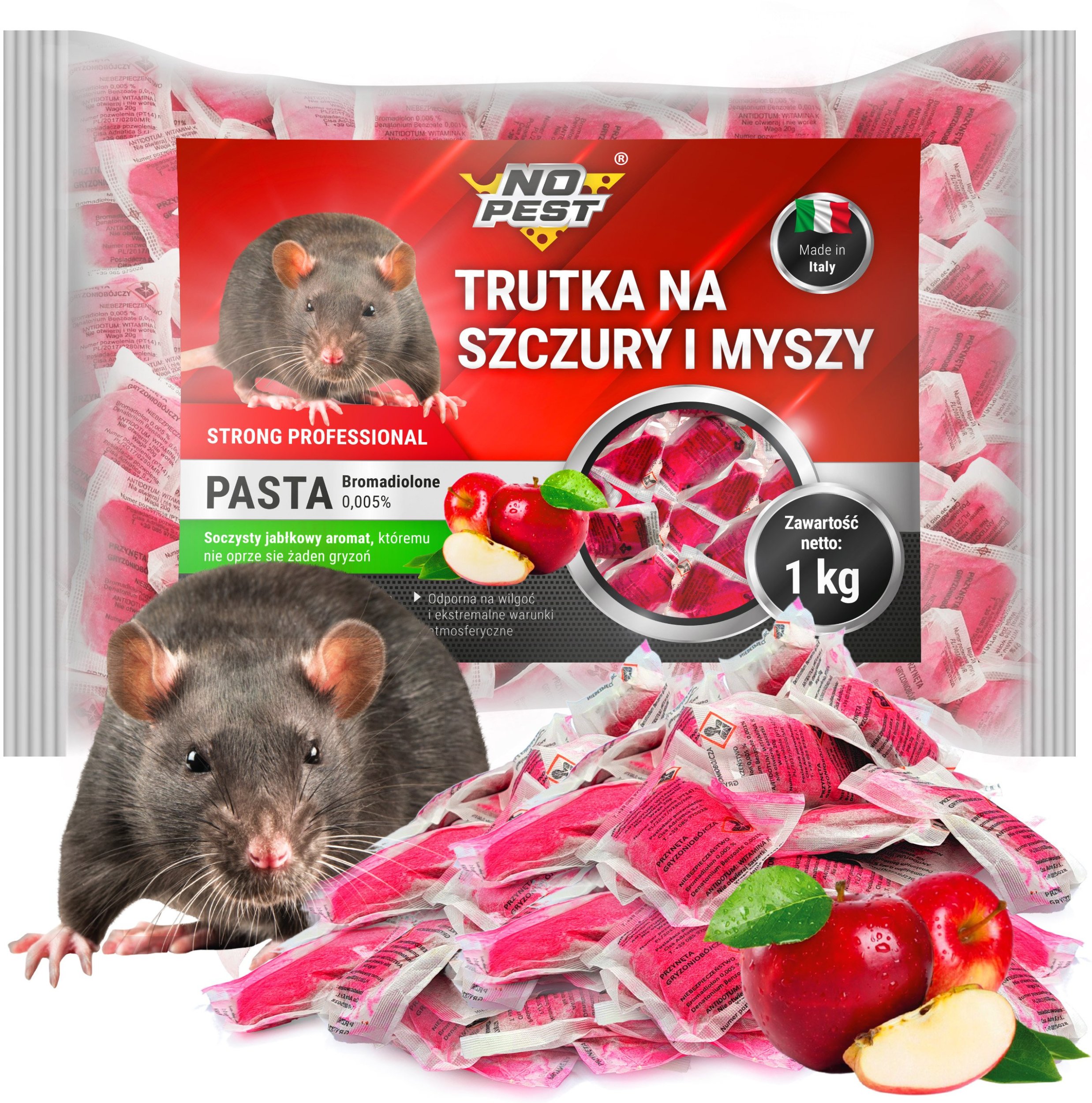 Trutka Trucizna Środek na Myszy Szczury Gryzonie 1kg Czerwona Pasta Bromadiolone Przeciw Myszom Szczurom