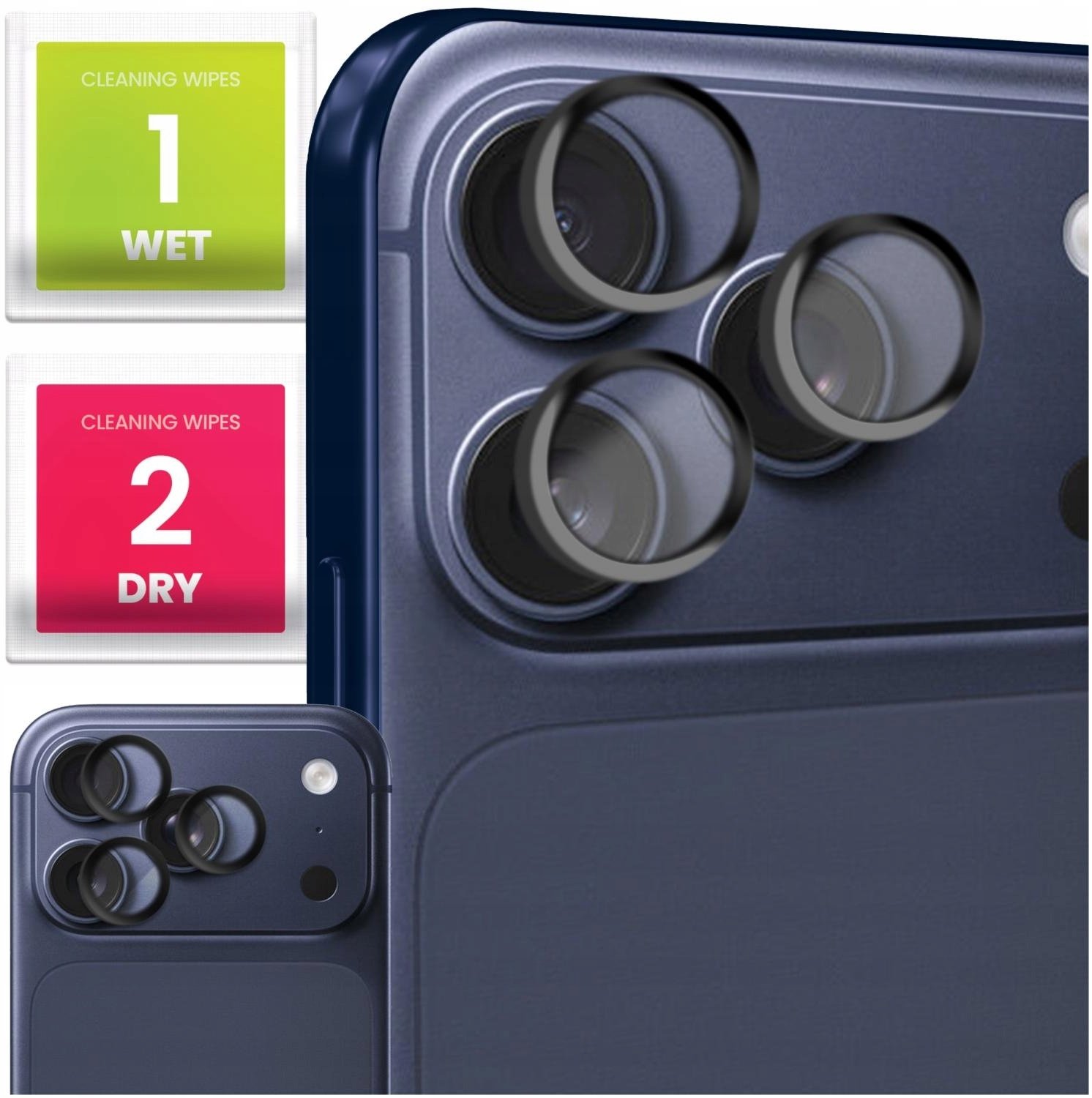 3x Szkło Na Aparat Do Apple iPhone 17 Pro (Na Obiektywy, Czarne, Hartowane)