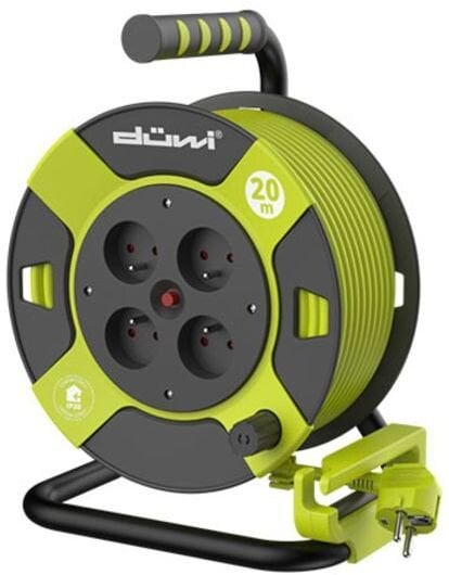 Przedłużacz bębnowy 4-gniazdowy H05VV-F 3G1.0, 20m lemonkowo-czarny / 24621