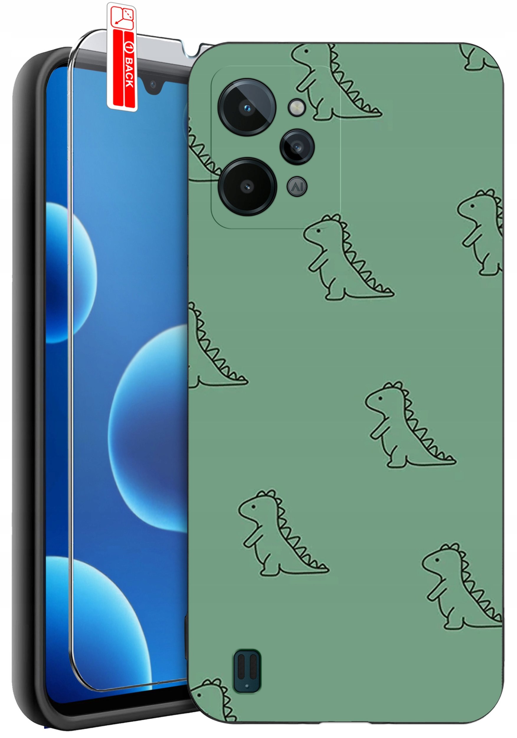 ETUI do Realme C31| WZORY | SILIKONOWE MATT CASE + SZKŁO 9H