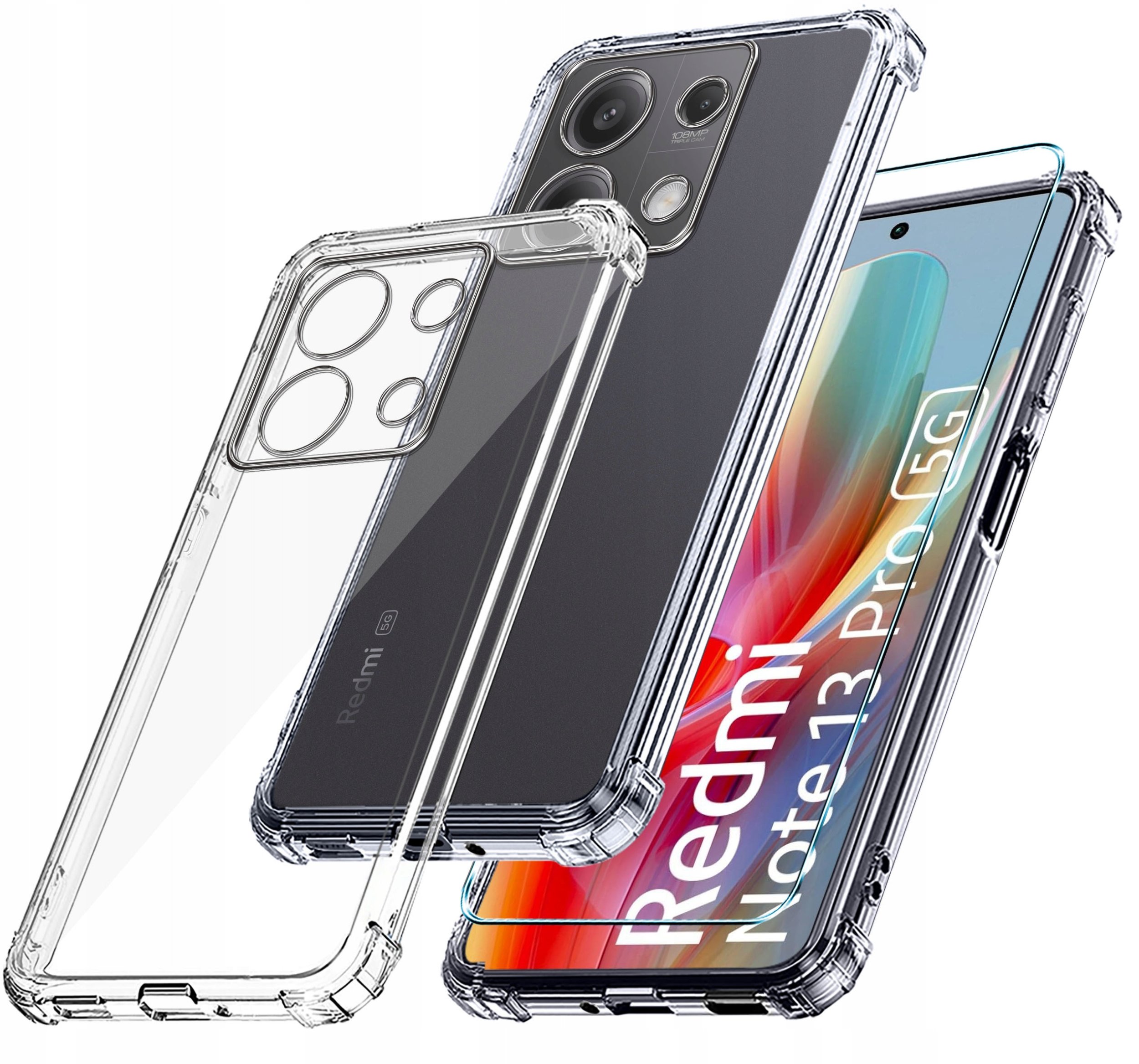 Etui do Xiaomi Redmi Note 13 Pro 5G ANTI-SHOCK CLEAR CASE + Szkło 9H