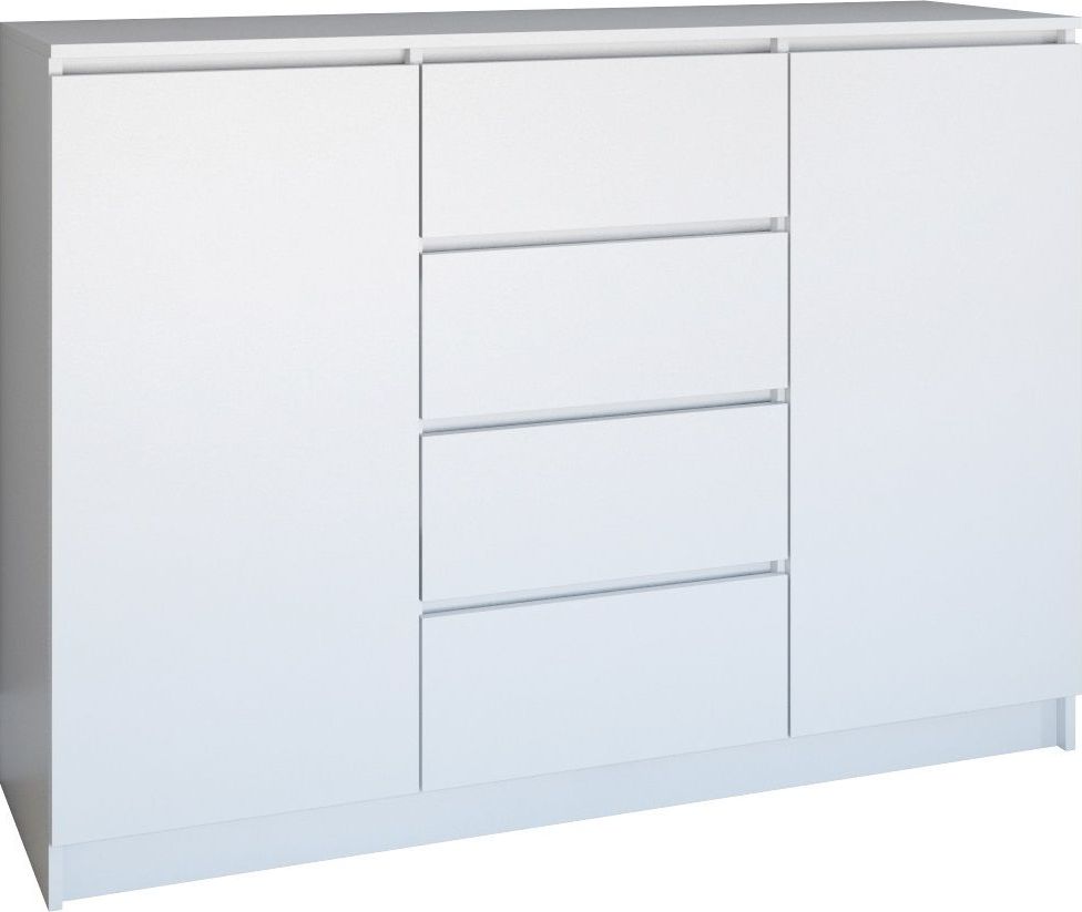 Topeshop KOMODA SZAFKA 2D4S 120CM BIEL DRZWI SZUFLADY (2D4S BIEL KPL V2)