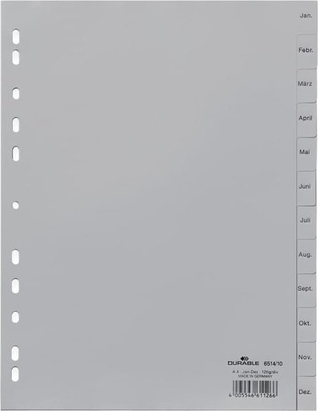 Durable PRZEKŁADKI A4 PP JAN-DEZ MIESIĘCZNE SZARE MIESIĄCE W J. NIEMIECKIM DURABLE