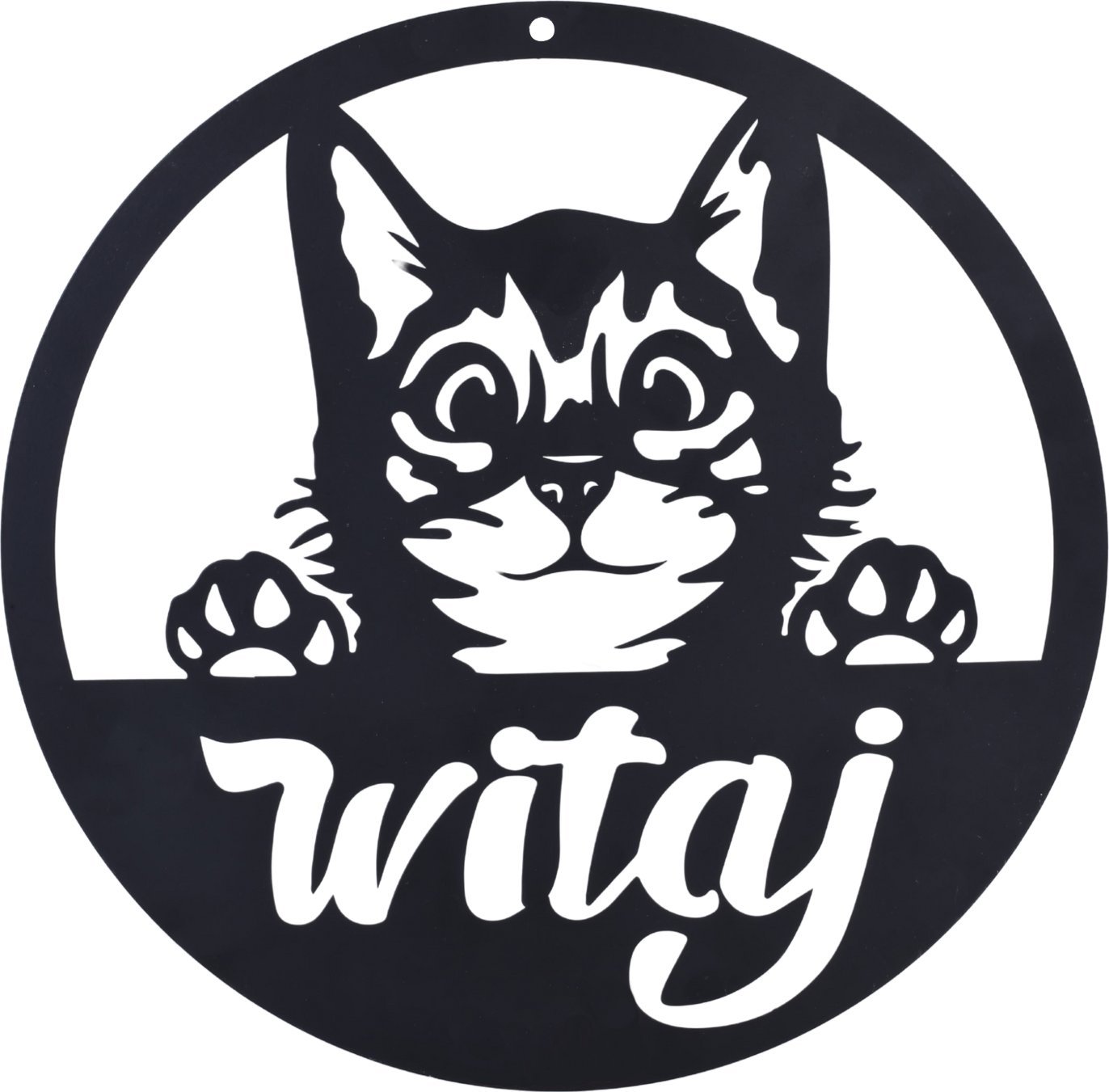 Metalowa dekoracja ścienna Kot "Witaj" 30 cm