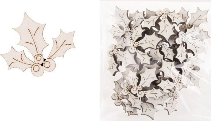 Dekoracja drewniana 24szt Ostrokrzew