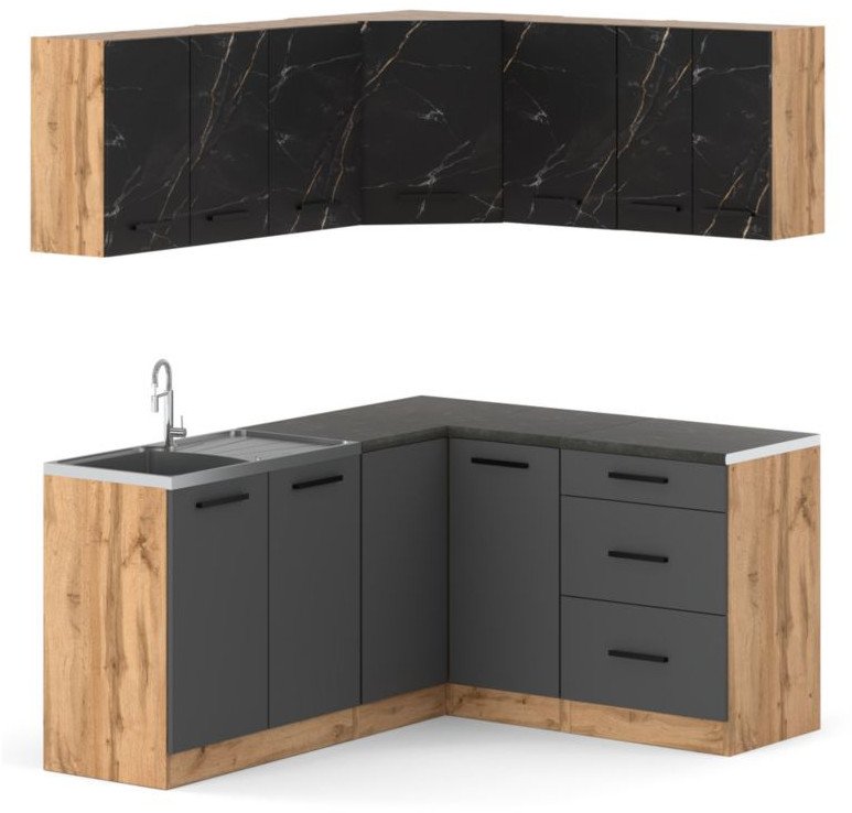 Kuchnia Nowoczesna Modułowa Z Blatem Narożna 3.2m Wotan San Sebastian Szary