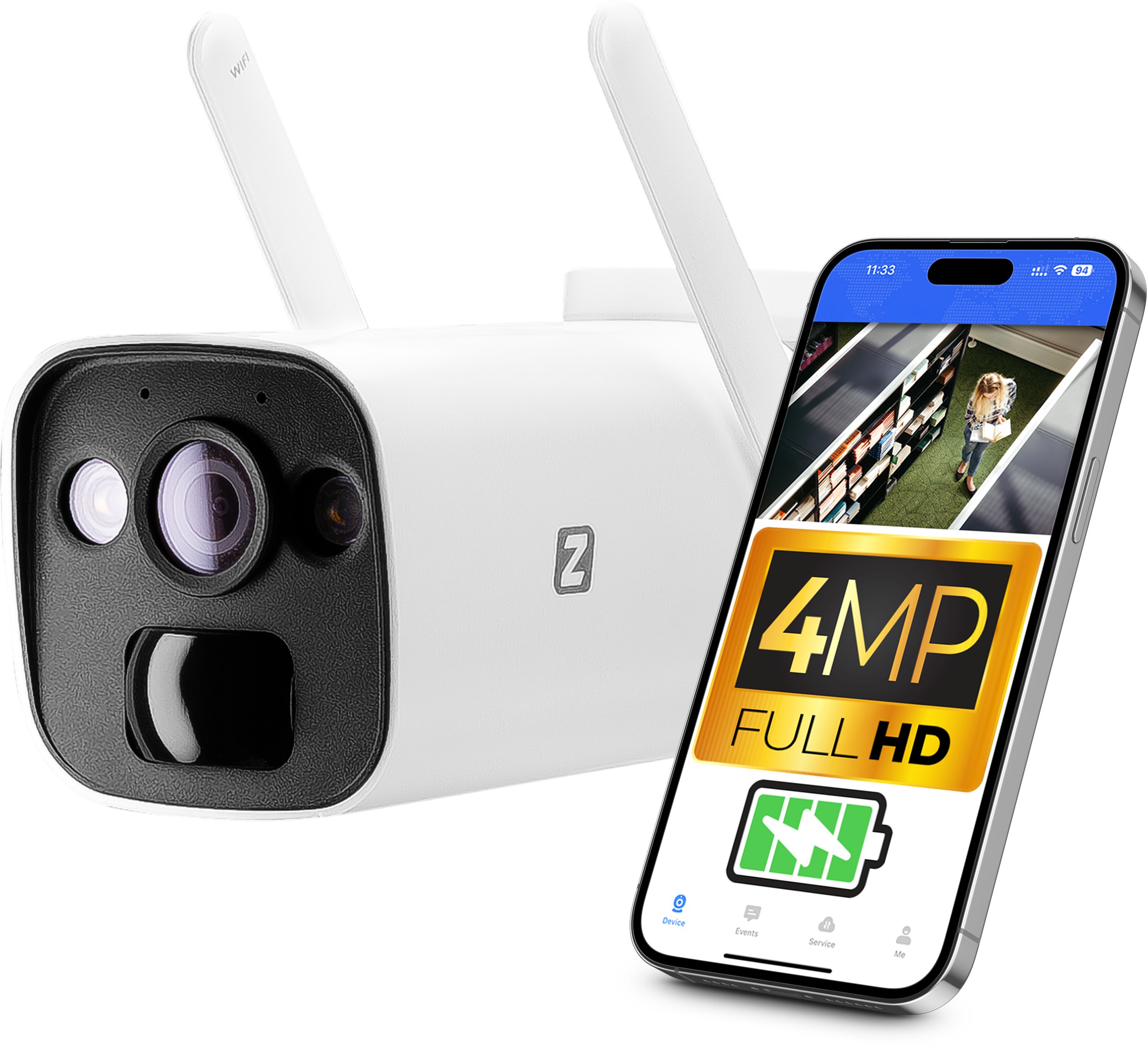 Kamera zewnętrzna na baterie BAT4 IP WiFi 4Mpx Zintronic IKTW420BATV1