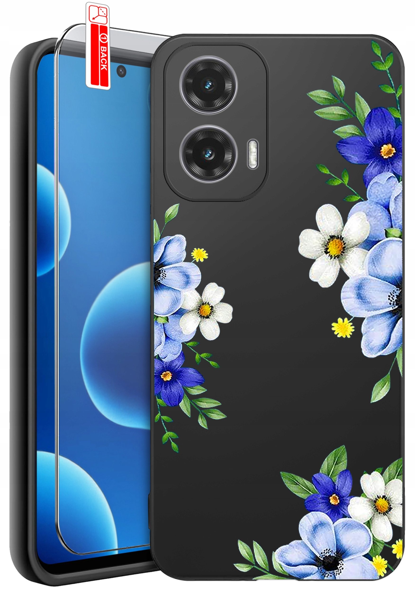 ETUI do Motorola Moto G45 5G | WZORY | SILIKONOWE MATT CASE + SZKŁO 9H