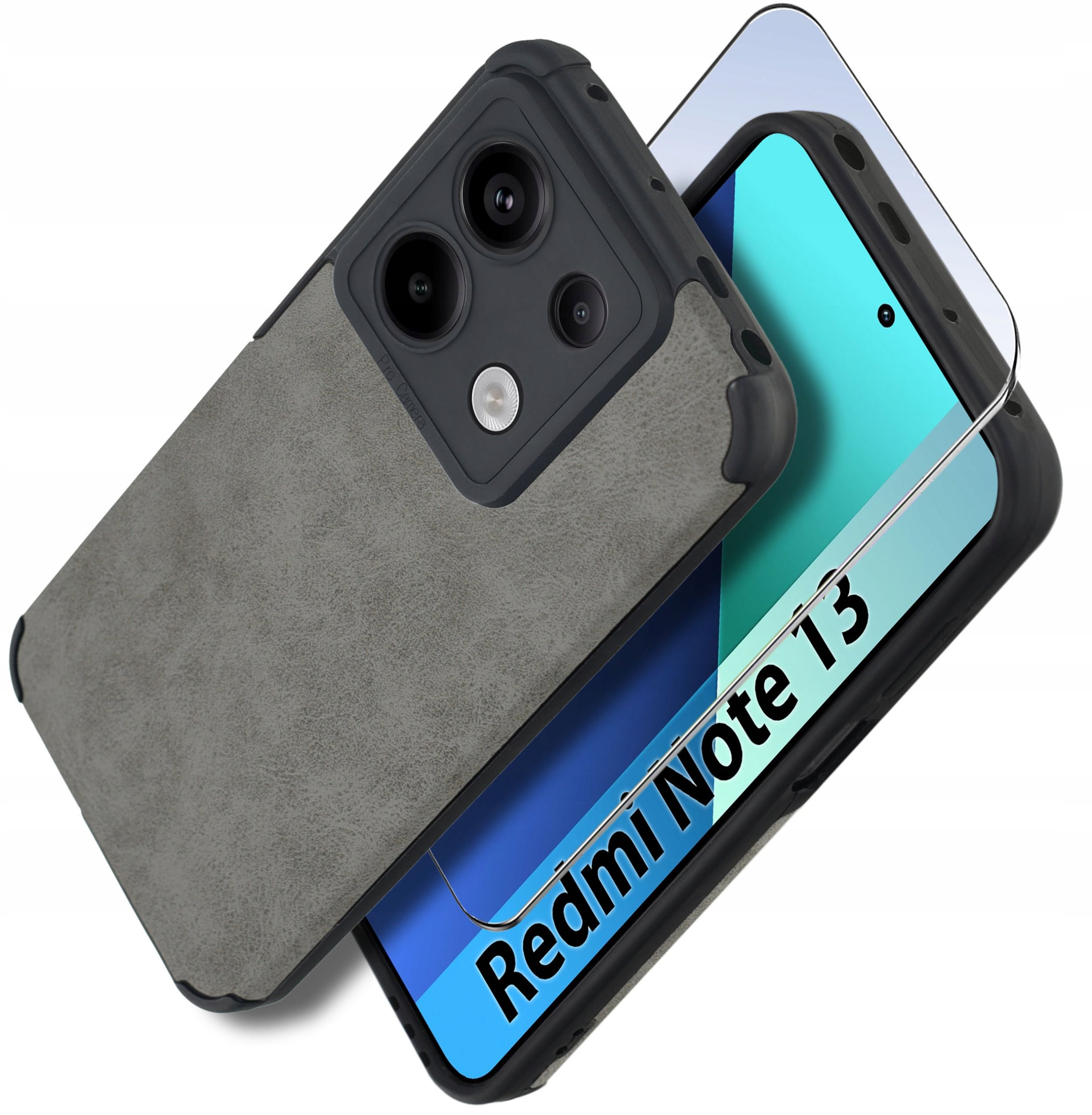 Etui do Xiaomi Redmi Note 13 4G silikonowe SKÓRZANE VINTAGE CASE + Szkło 9H