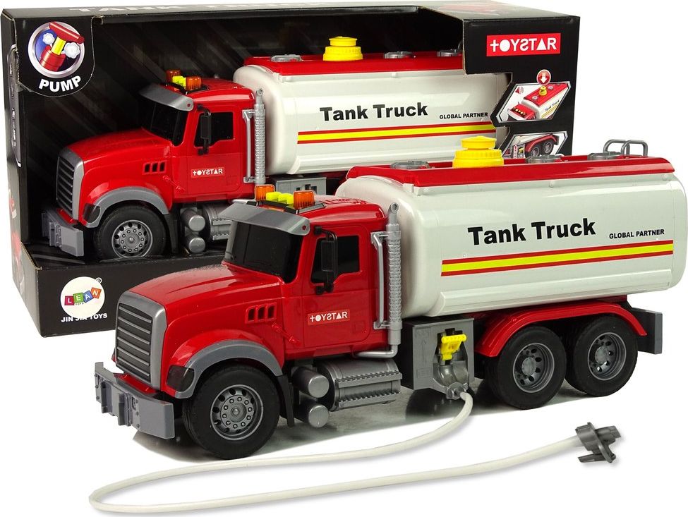 LeanToys Samochód Ciężarówka Cysterna Biała Dźwięki Światła