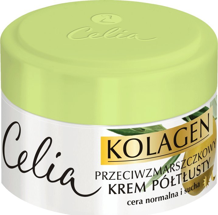 Celia Seria kolagenowa Krem półtłusty przeciw zmarszczkom cera normalna i sucha Oliwka 50 ml