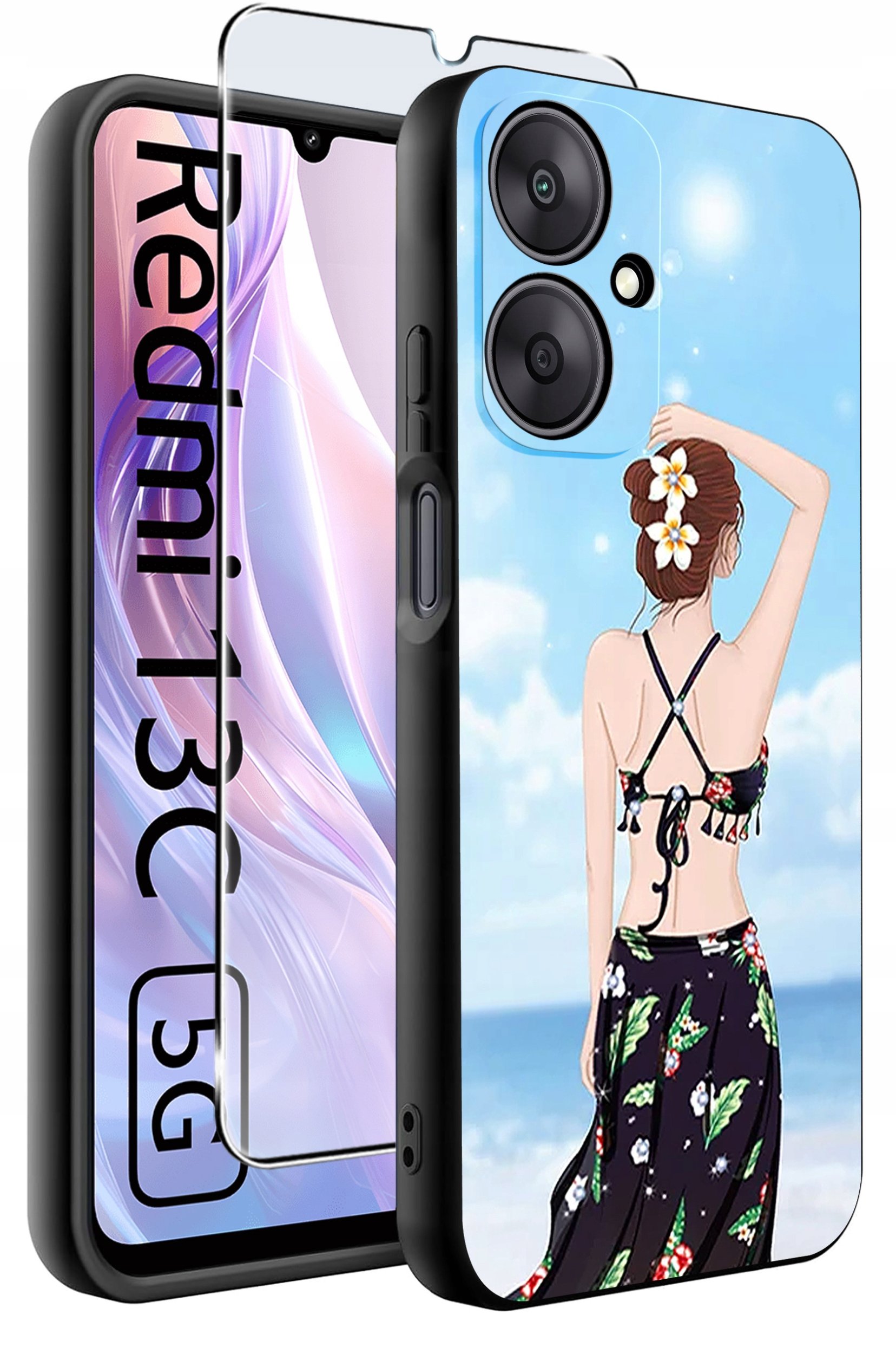 ETUI do Xiaomi Redmi 13C 5G WZORY |SILIKONOWE MATT CASE +SZKŁO HARTOWANE 9H