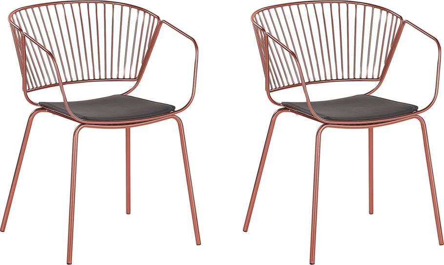 Beliani Zestaw 2 krzeseł do jadalni miedziany RIGBY