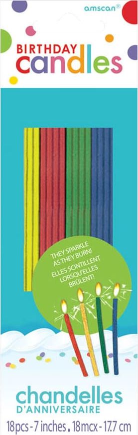 AMSCAN Świeczki urodzinowe z iskierkami - 18 cm - 18 szt. uniwersalny