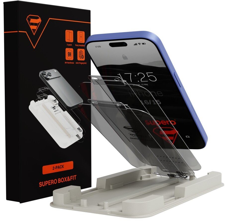 SUPERO Szkło hartowane Box&Fit do iPhone 16 / 15, 2 szt. + aplikator